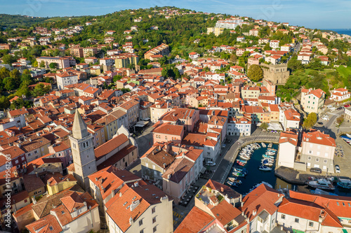Obraz na płótnie Aerial view of the Muggia old town, Trieste, Italy w salonie
