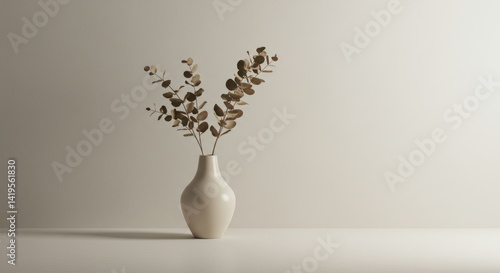 Wallpaper Mural Dried eucalyptus branches in a vase against a neutral background. Torontodigital.ca