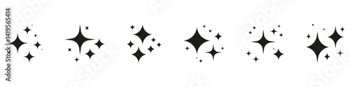 Free Download Sparkle Starburst Pattern Solid Icon Set. Decorative Twinkling Stars Silhouette Symbol Collection. Isolated Vector Illustration - GFXLoad