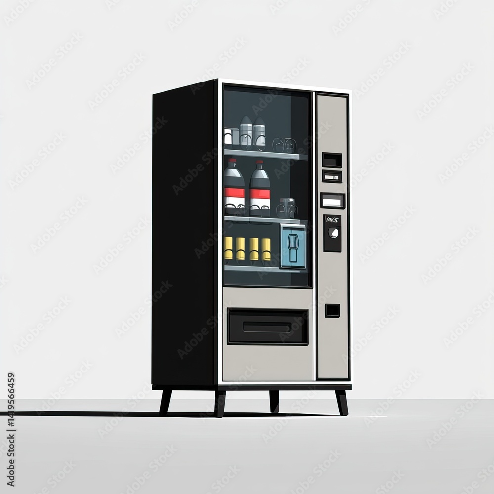 White vending machine filled with colorful drinks and snacks. White Background. AI generated image White vending machine filled with colorful drinks and snacks. White Background. AI generated image