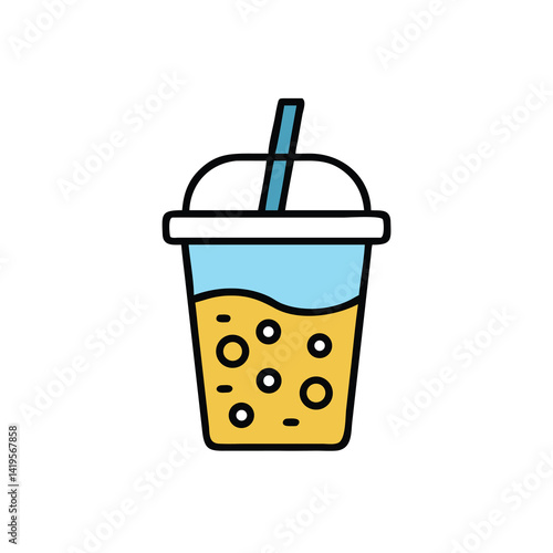 bubble tea cold drink straw on white background