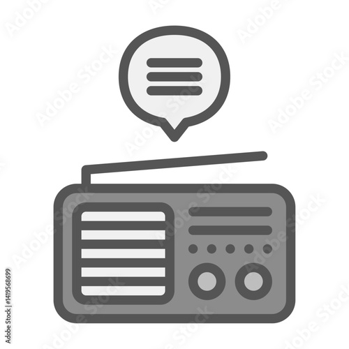 radio news filled outline icon. journalism color line illustration.