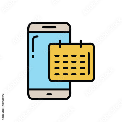 calendar mobile device on white background