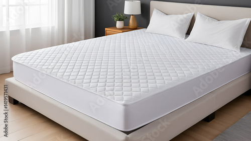 White mattress protector on bed for added comfort and protection. Concept Bedding, Bedroom Essentials, Mattress Accessories, Home Decor