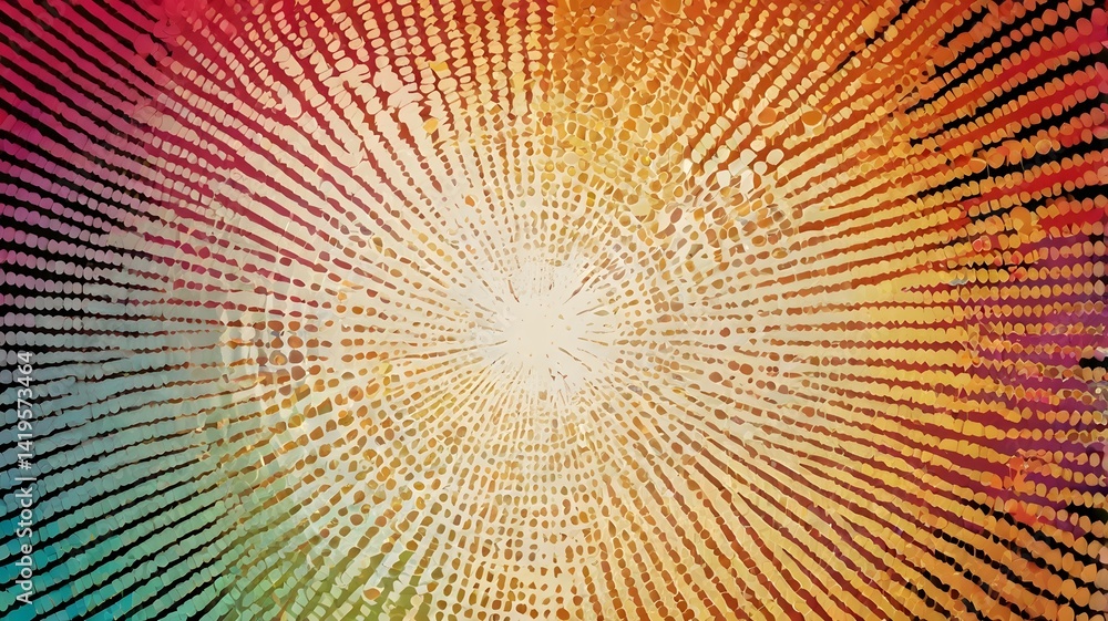 Obraz premium Radiant Burst: An Abstract Pointillist Artwork in Warm Hues