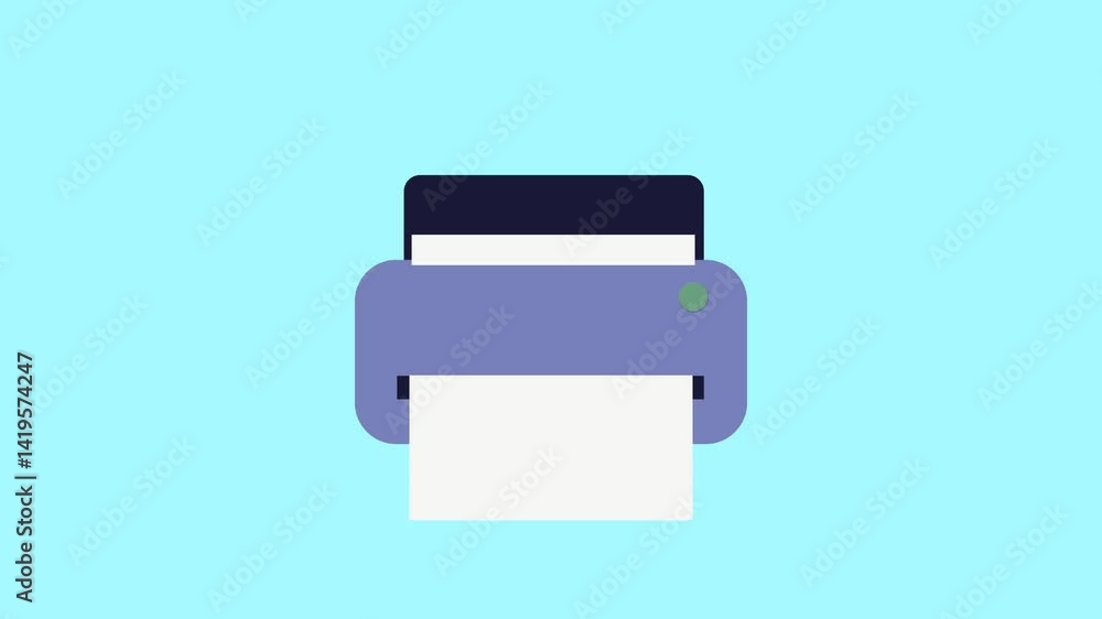 Animation of printer icon in office working. Animation of printer icon in office working.