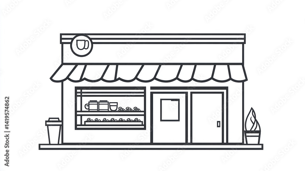 Simple coffee shop facade, illustration, for graphic design Simple coffee shop facade, illustration, for graphic design