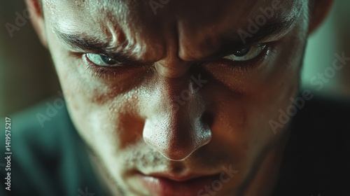 close-up of someone scowling aggressively