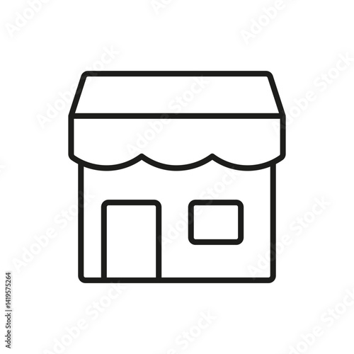 Storefront Line Icon. Retail Shop, Small Business, And Local Storefront Outline Symbol. Commercial Building Representation. Editable Stroke. Isolated Vector Illustration