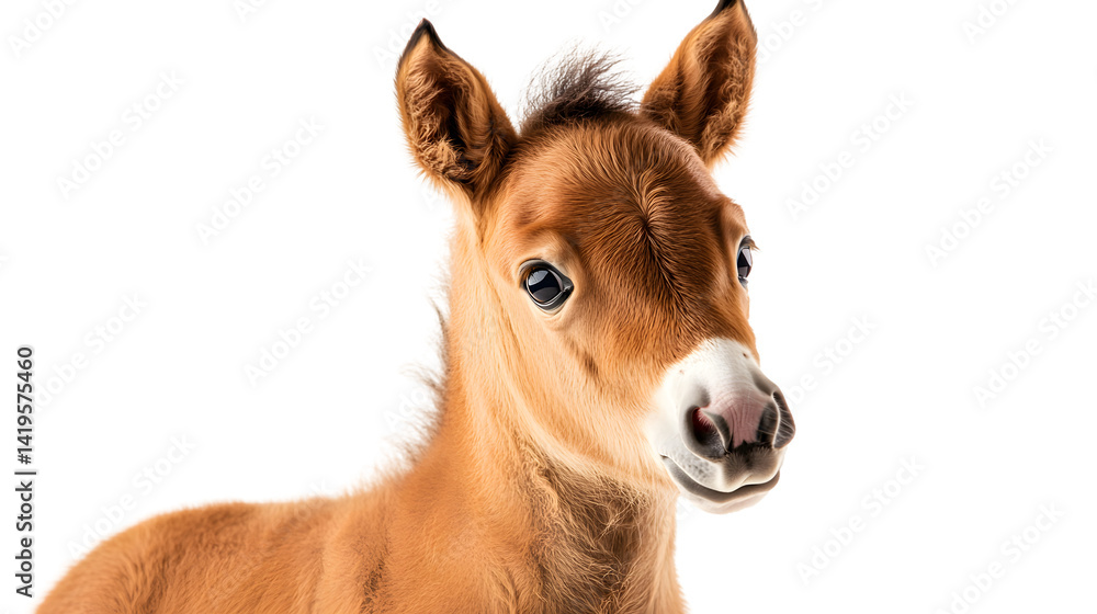 Fototapeta premium Close-Up Full Body Foal Isolated On White Background