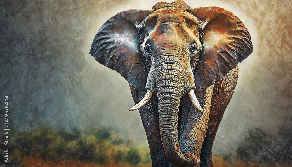 Fototapeta premium Big beautiful African Elephant on a nice background