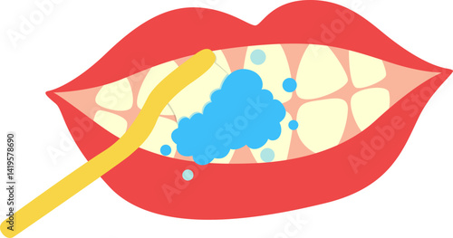 Dental care illustration. Various mouth and tooth cleaning. Toothbrushes, toothpaste, dental floss, mouthwash. Vector isolated.