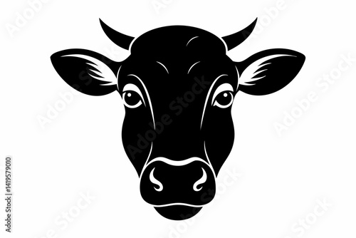 cow face silhouette black vector
