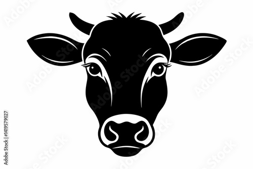 cow face silhouette black vector
