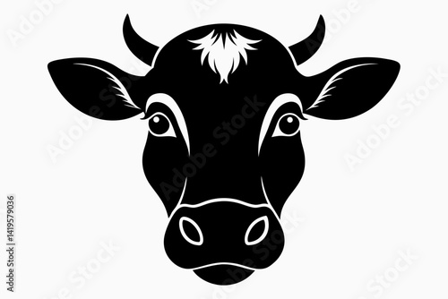 cow face silhouette black vector
