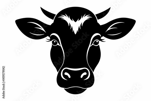 cow face silhouette black vector