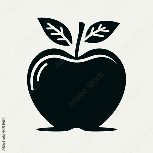 Minimalist apple illustration with leaves for health and nutrition concepts