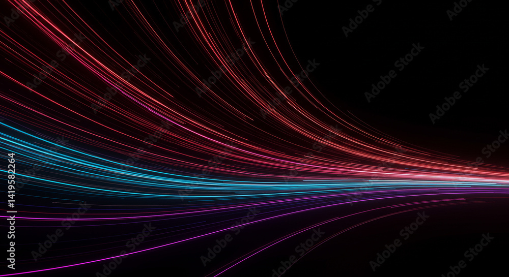 Abstract background featuring red blue and purple light trails against a dark black backdrop design Abstract background featuring red blue and purple light trails against a dark black backdrop design