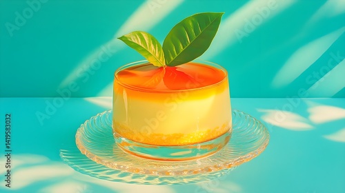 Obraz na płótnie A rich and creamy coffee pudding made with sweet condensed milk, beautifully presented with smooth texture and deep caramel tones. w salonie