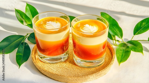 Obraz na płótnie A deliciously rich coffee blended with sweetened condensed milk, creating creamy swirls and a comforting, indulgent visual of a classic treat. w salonie