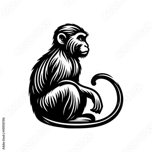 monkey line art drawing.