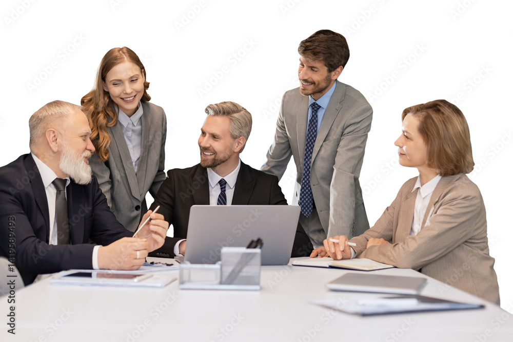 Group of young modern people using modern technologies while working on a transparent background Group of young modern people using modern technologies while working on a transparent background
