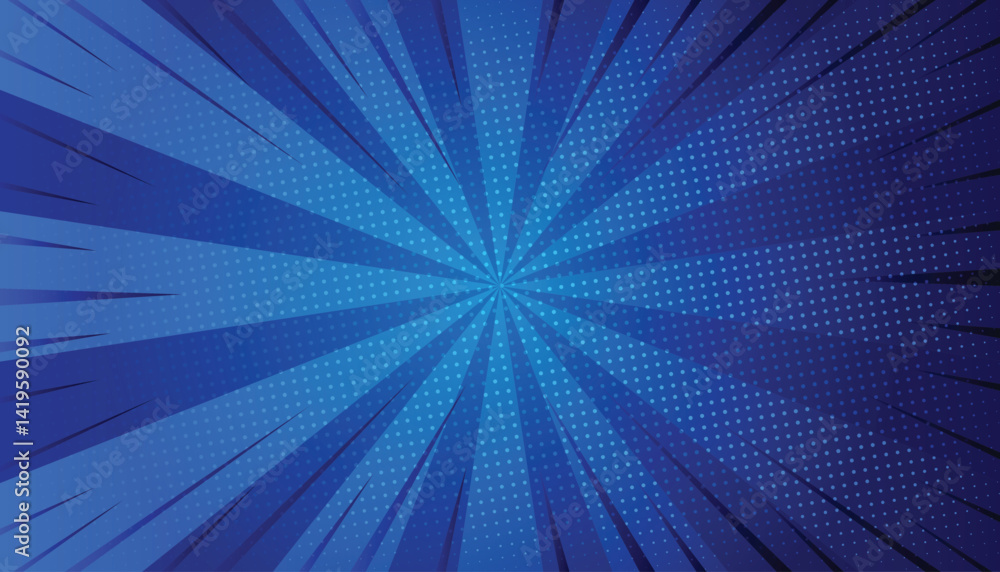 Fototapeta premium Abstract blue comic zoom