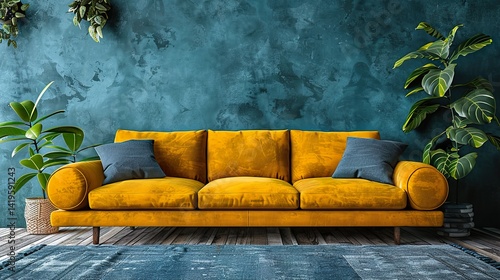 Wallpaper Mural mock up poster frame in modern interior background, living room, Scandinavian style, 3D render, HD 8K mockup wallpaper Photographic Image Torontodigital.ca