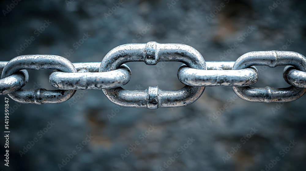 Closeup View Of Metal Chain Links Closeup View Of Metal Chain Links
