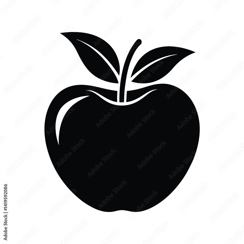 Stylized apple with clean curves and stem logo icon Stylized apple with clean curves and stem logo icon
