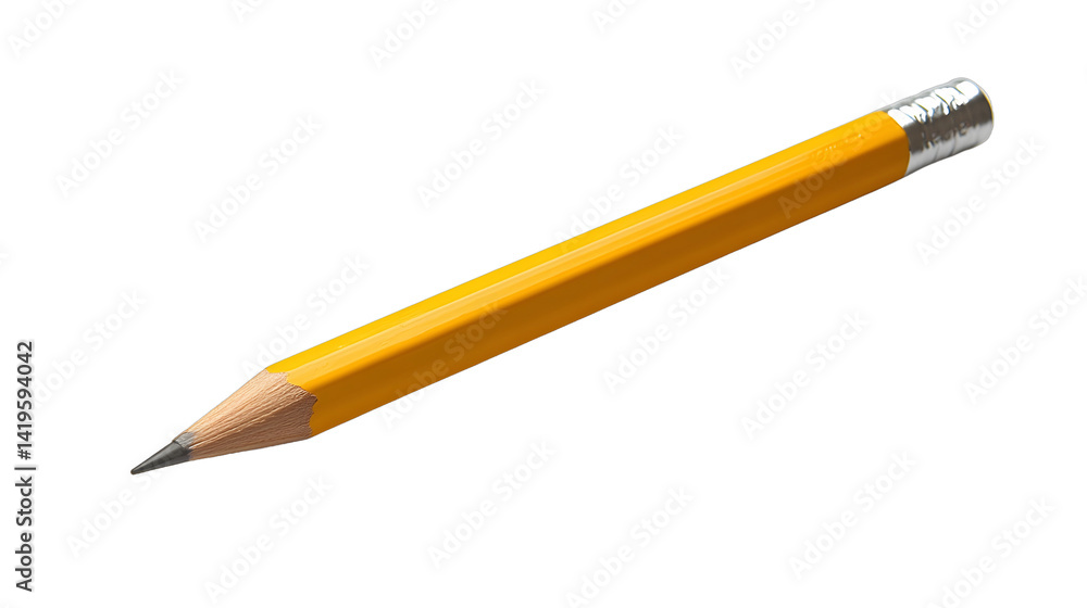 isolate Sketching inspiration with a yellow pencil on white background art supplies minimalist setting close-up view isolate