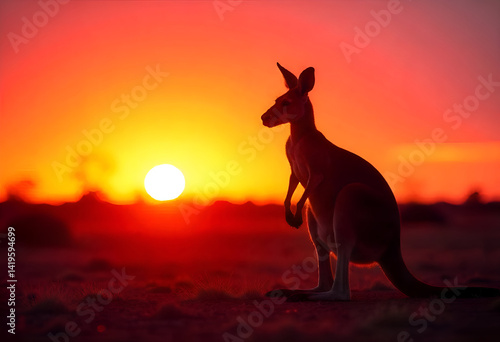 kangaroo at sunset