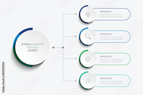 Business processes. Timeline infographic with 4 steps, options. Vector graphics.

