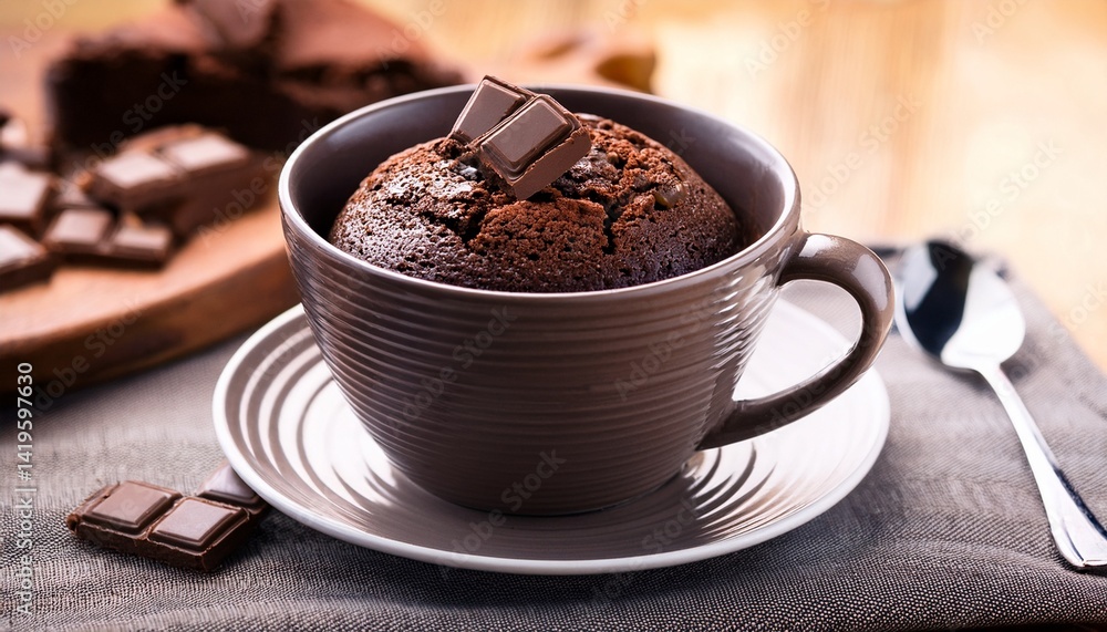 Fototapeta premium Quick chocolate cake in a mug