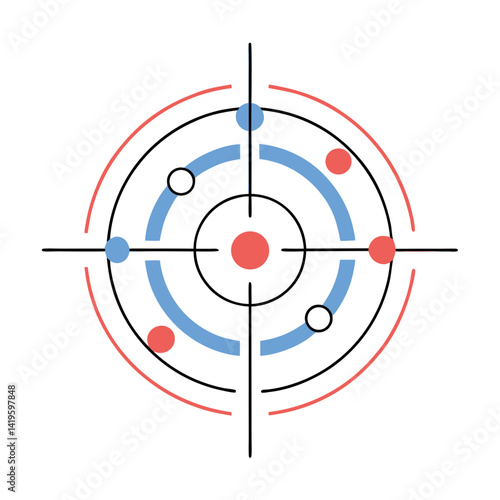 Modern abstract design featuring concentric circles and dots various colors, creating visually striking pattern. design evokes. Isolate on white background, commercial use