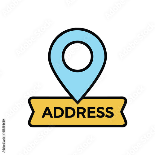 location pin address on white background