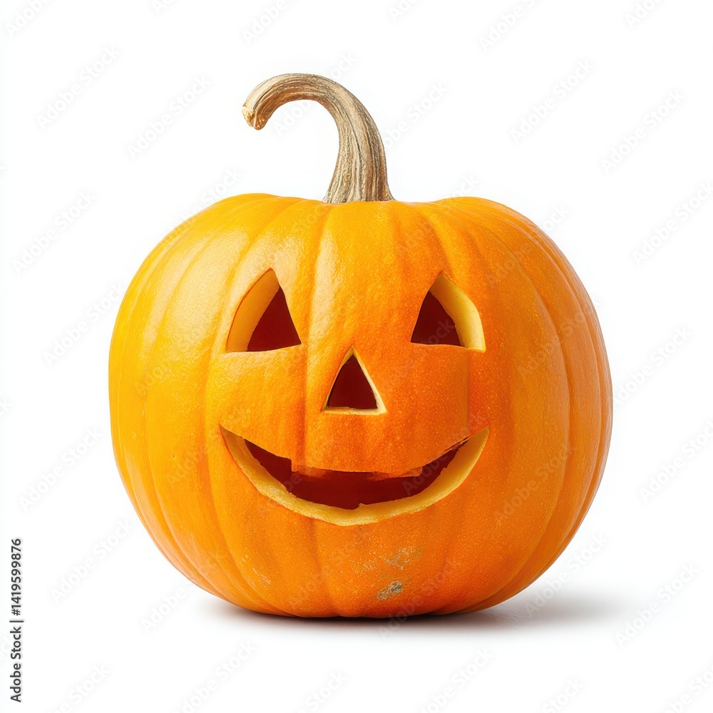 Carved pumpkin with face isolated on white background Carved pumpkin with face isolated on white background