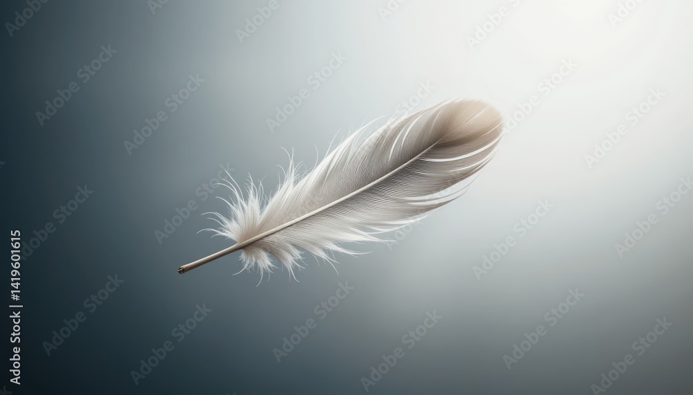 Obraz premium Captivating feather floating gracefully serene background minimalist image soft lighting ethereal concept for calming ambiance