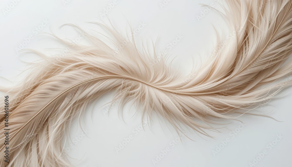 Fototapeta premium Elegant feather arrangement studio photography minimalist environment close-up view nature inspiration for fashion and decor