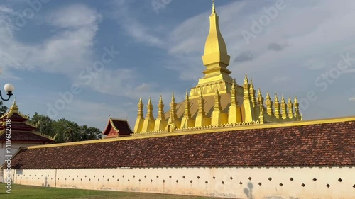 pha that luang stupa is the famous landmark in Vientiane, laos. asia