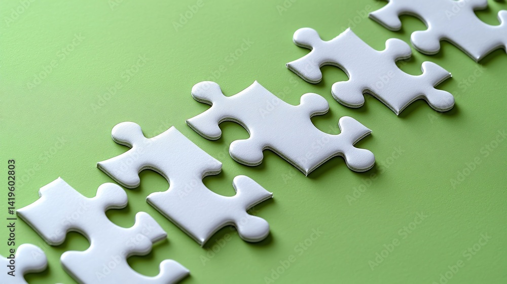 Obraz premium White Puzzle Pieces on Green Background