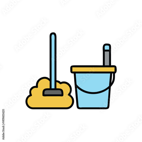 mop bucket on white background