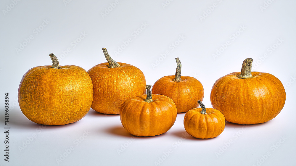 Orange pumpkins on a white background.