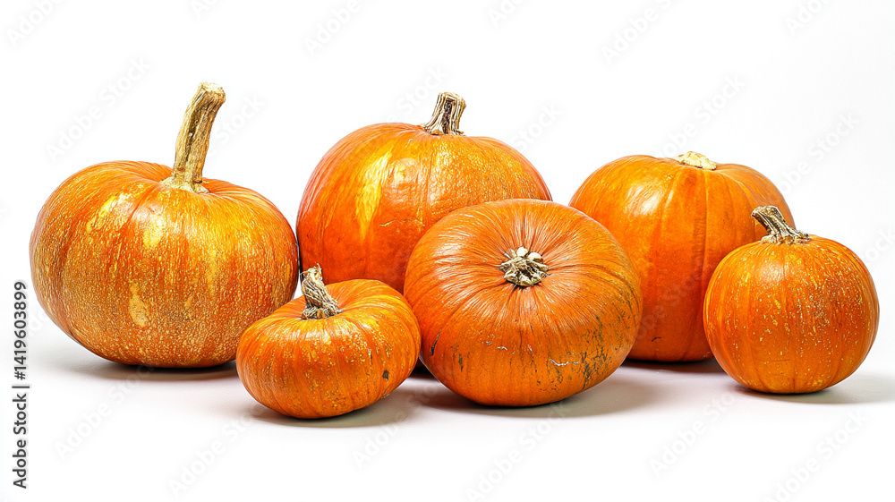 Obraz premium Orange pumpkins on a white background.