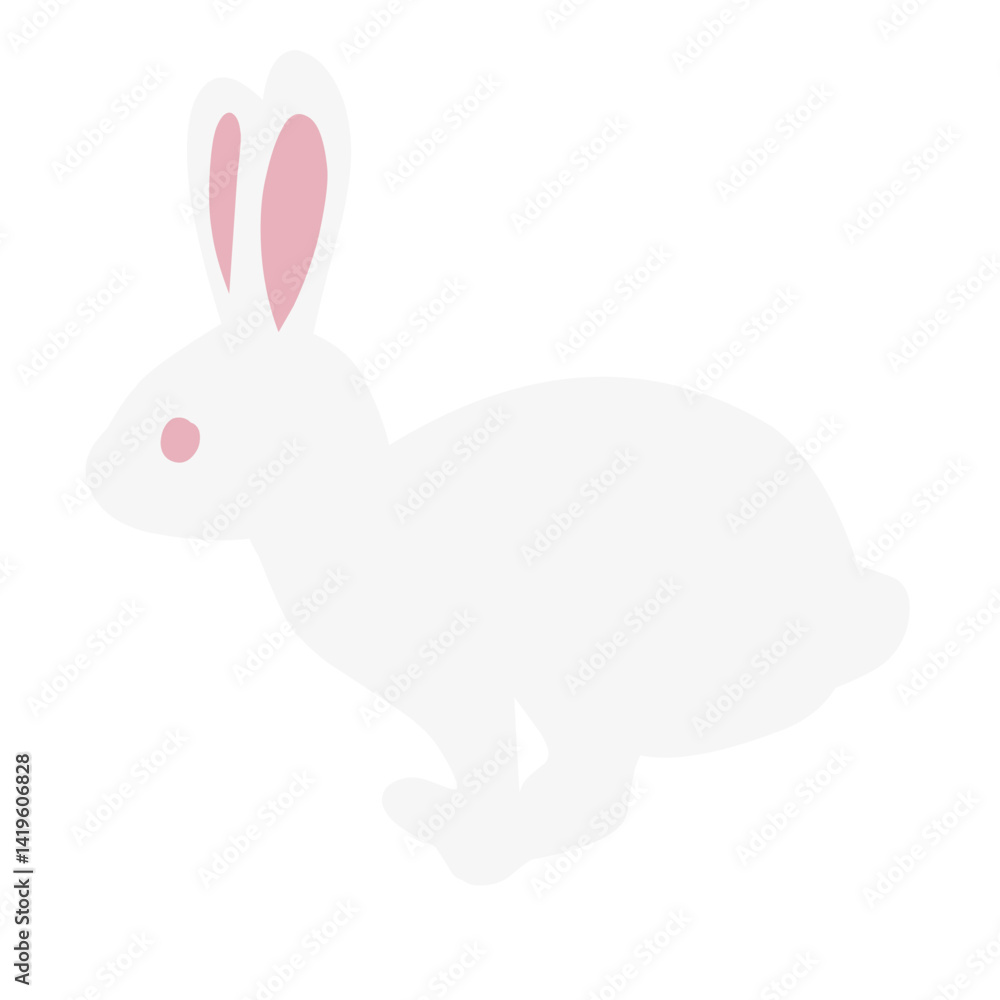 cute white rabbit flat vector illustration set cute white rabbit flat vector illustration set