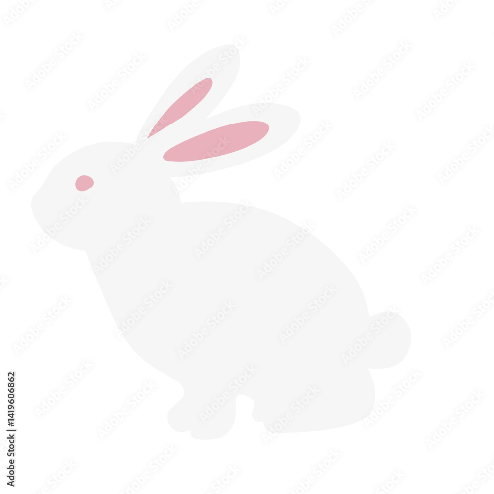 cute white rabbit flat vector illustration set cute white rabbit flat vector illustration set