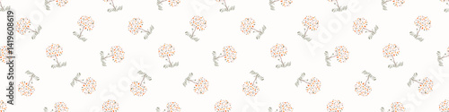 Simple whimsical floral modern abstract border shape seamless pattern. Trendy pastel color banner with hand drawn playful style for edging trim, wash tape and summer texture ribbon background.