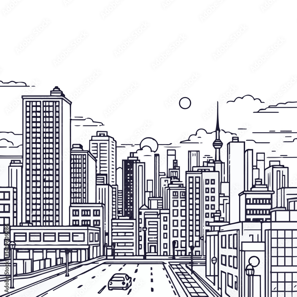 Naklejka premium urban city skyline