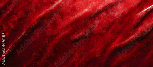 A top view of a red velvet texture with a white background provides a close up perspective for a copy space image