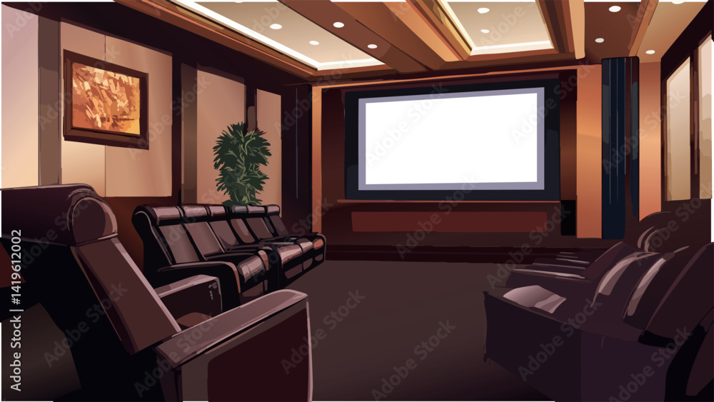 Sleek Home Theater Room with Projection Screen.eps Sleek Home Theater Room with Projection Screen.eps